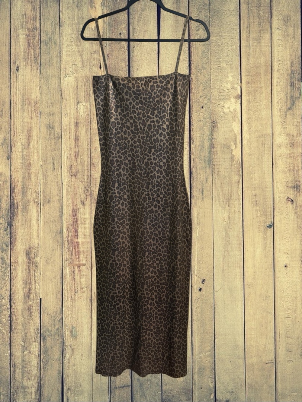 Zara Leopard Print Strappy Foil Knit Midi Animal Print Slip Dress Medium NWT - Picture 12 of 14